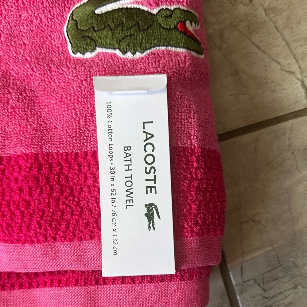 Lacoste Two-Tone Pink Bath Towel